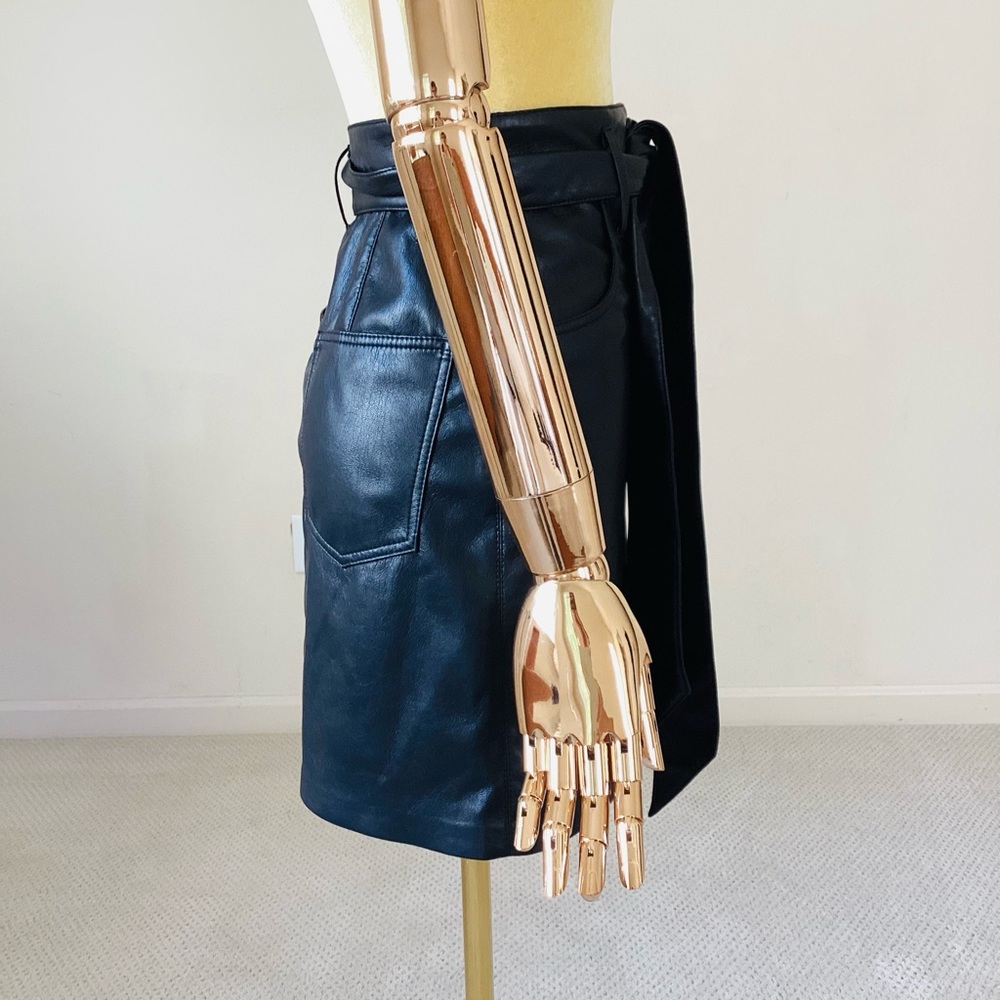 Nanushka Black Slit Pockets Button Closure Mini Skirt SZ XS - Picture 4 of 7